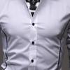 Men Shirt Single-breasted Business Formal Slim Autumn Shirt for Work