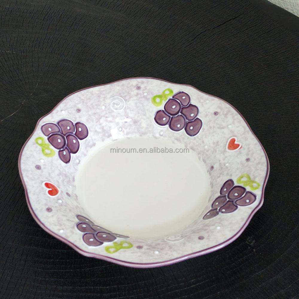 8.54-inch Relief Underglaze Ceramic Creative Restaurant Service Pasta Dessert Salad Deep Heat-resistant Dishwasher Safe Business 8.54inch фиолетовый