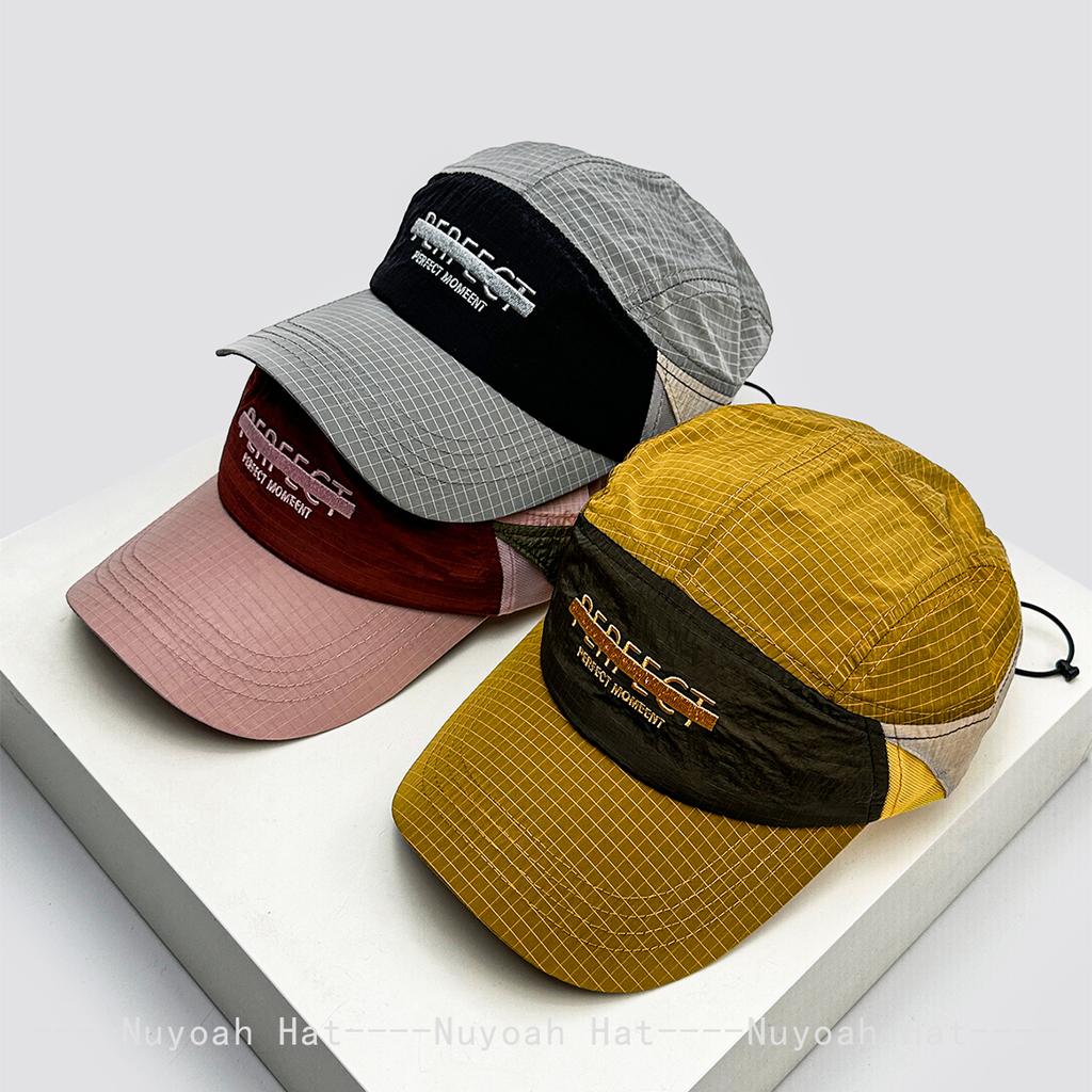 Quick-dry Embroidered Letters Plaid Baseball Hats Sunshade Color Block New Men Women Versatile Personal ins Peaked Caps Fashion