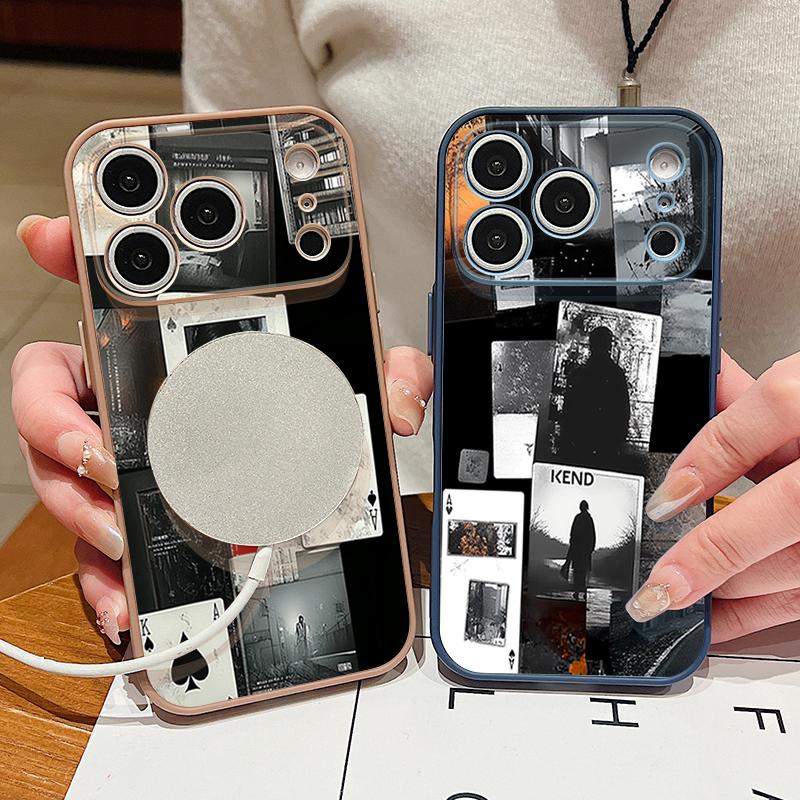 Fashion Collage Style Case For iPhone 17 Pro Max Magnetic For Magsafe Hybrid Slim Matte Cover For iPhone 16 15 14 13 Pro Max