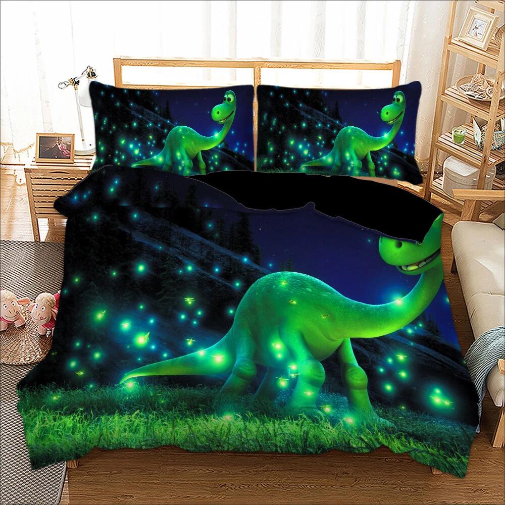 

Glowing Green Dinosaur Duvet Cover, Night Sky Bedding Set, Firefly Bed Cover for Kids Home Decor, Perfect Gift for Twin/Queen/King Size Beds EU Single 135x200cm