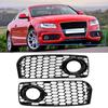 Fog Light Grilles Modification Parts Thick Glossy ABS Front Bumper  or Geometric Mesh Design sy Installation Fitment for S5 B8  5 2008 2012