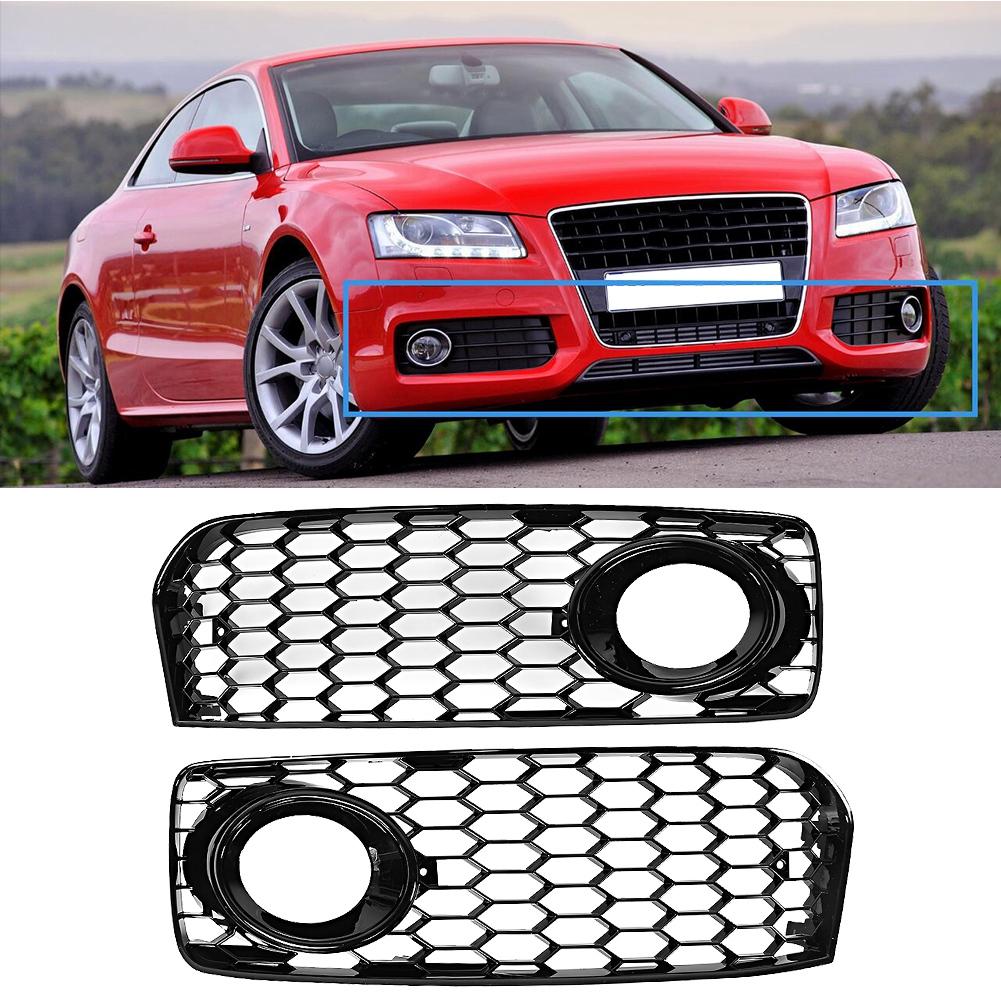 Fog Light Grilles Modification Parts Thick Glossy ABS Front Bumper or Geometric Mesh Design sy Installation Fitment for S5 B8 5 2008 2012
