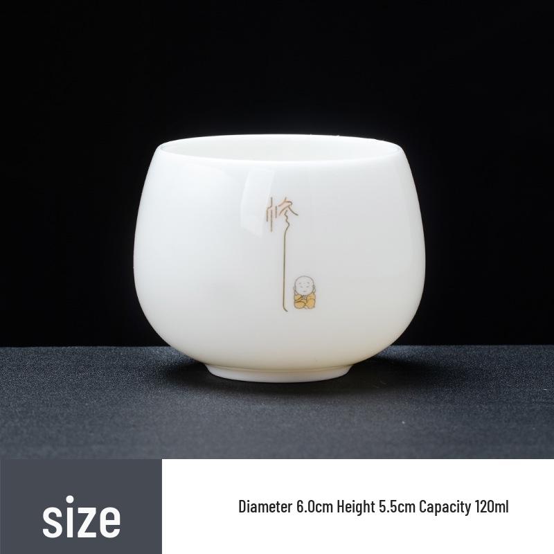 Mutton Fat White Porcelain Tea Tasting Cups, Set of 6 - Individual Ceramic Teacups with Gift Box