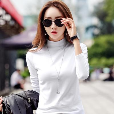 Nowa jesienno-zimowa dolna część damska w dużym rozmiarze, półgolf, dolna część bawełniana, gruba, koreański styl, długi rękaw, damska koszulka T-shirt