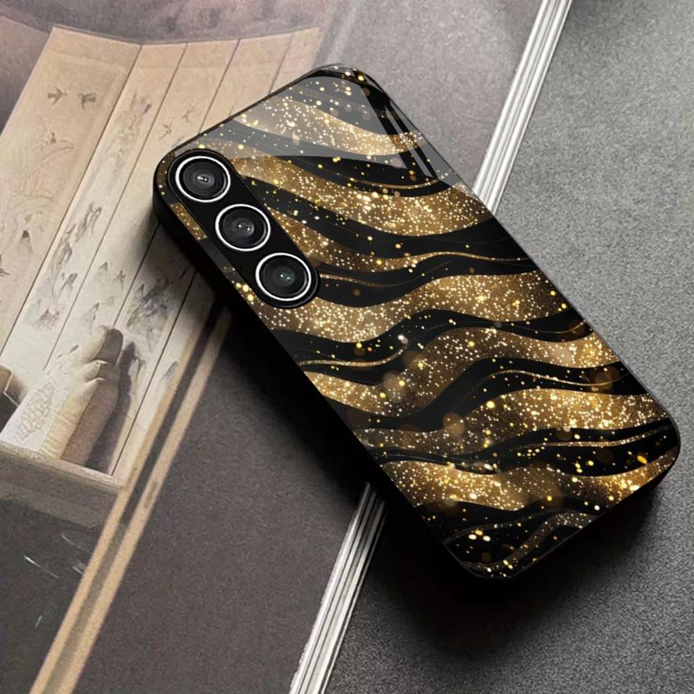 Hot topic Golden stripes PhoneCase Glass PhoneCase for Samsung Galaxy S26 S25 S24 S23 S22 S21 FE Ultra Plus scratch proof Smooth