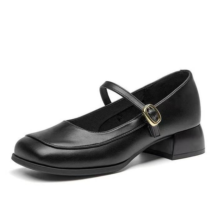 Thick heel small leather shoes retro style square head word with Mary Jane shoes women's summer new women's single shoes