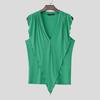 INCERUN Men Summer Deep V Sleeveless Ruffled Layers Casual Loose Tank Tops