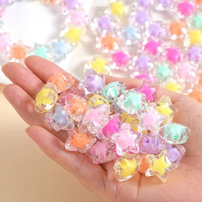 Clear Acrylic Inner Color Five-Pointed Star Hand-Knitted Bracelet Hair Tie Bead DIY Kit
