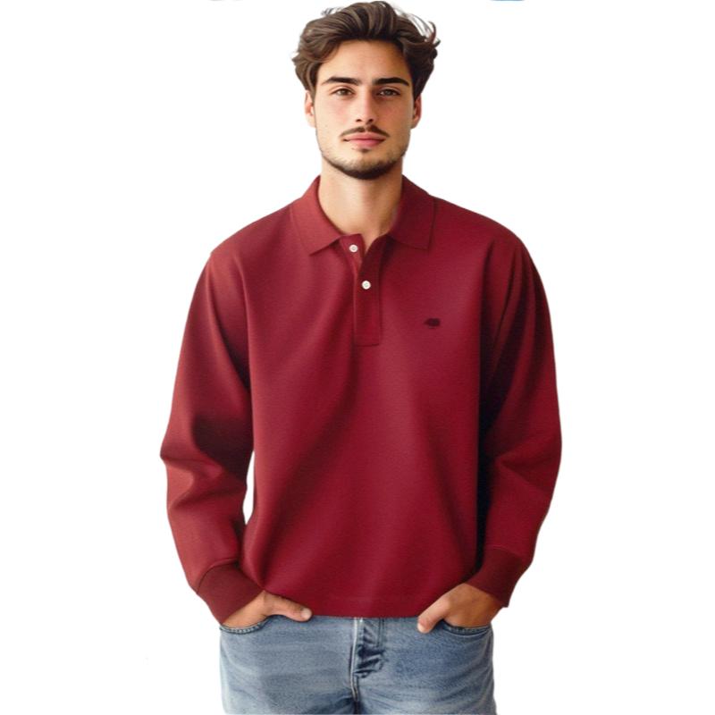Polo da uomo a maniche lunghe Casual da lavoro Pullover Traspiranti Leggere Camicie da golf Vestibilità comoda Camicia a maniche lunghe con bottoni e colletto per uomo