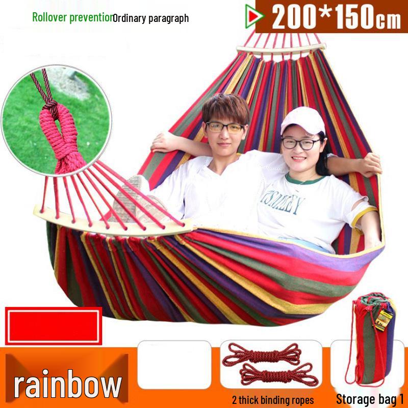 Thickened Canvas Camping Hammock: Anti-Roll, Single/Double Swing Chair for Outdoor Use