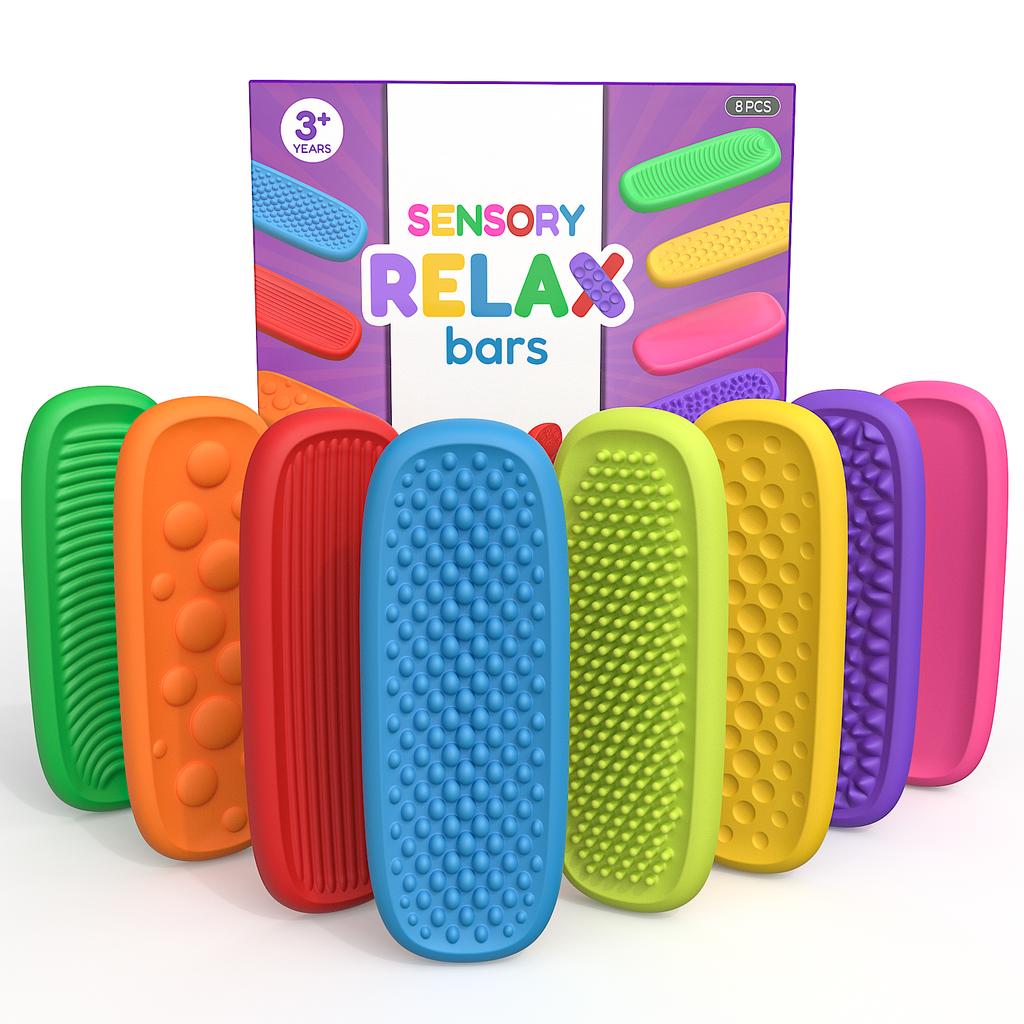 Fidget Toys Adults - 8 Pack Silicone Fidget Slider Relieve Anxiety for Classroom Travel Sensory Toys Worry Stone for Stress