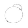 Sterling Thin Chain Bracelet With 14K Gold Plated CZ Stone Geometric Rhombus Design Daily Wear Layering
