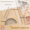 Capybara 4-Piece Student Ruler Set: Includes 20cm Square & Triangle Rulers, High-Quality Stationery for Primary School