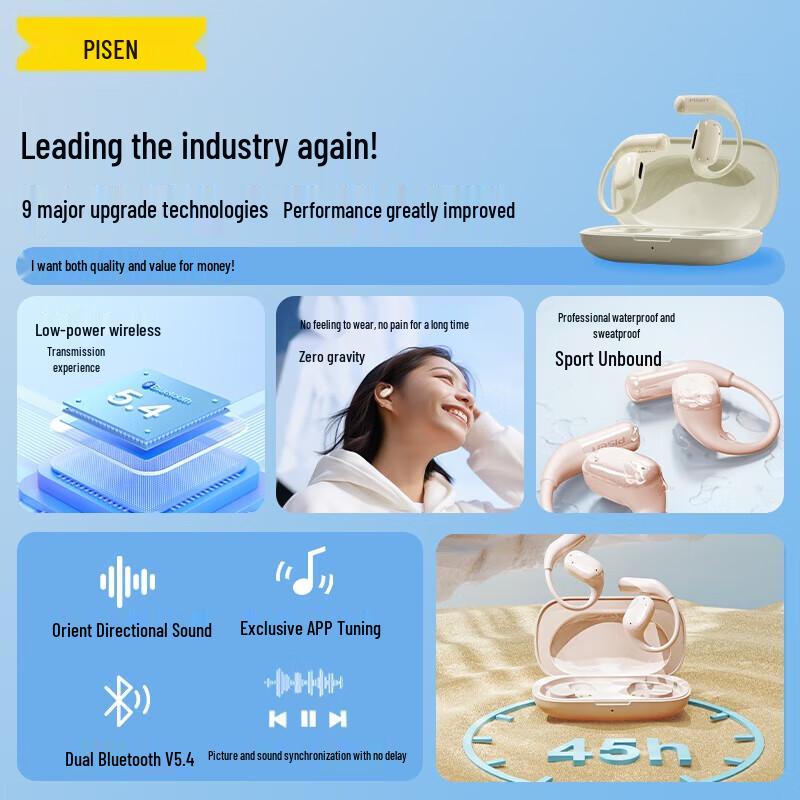 Pisen O1 Open-Ear Over-Ear Sport Bluetooth Earbuds