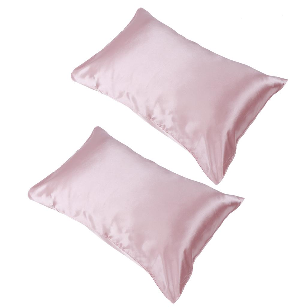 2pcs 75 X 150D Satin Pillowcase Soft Pillow Cover With Envelope Sealed Beddings