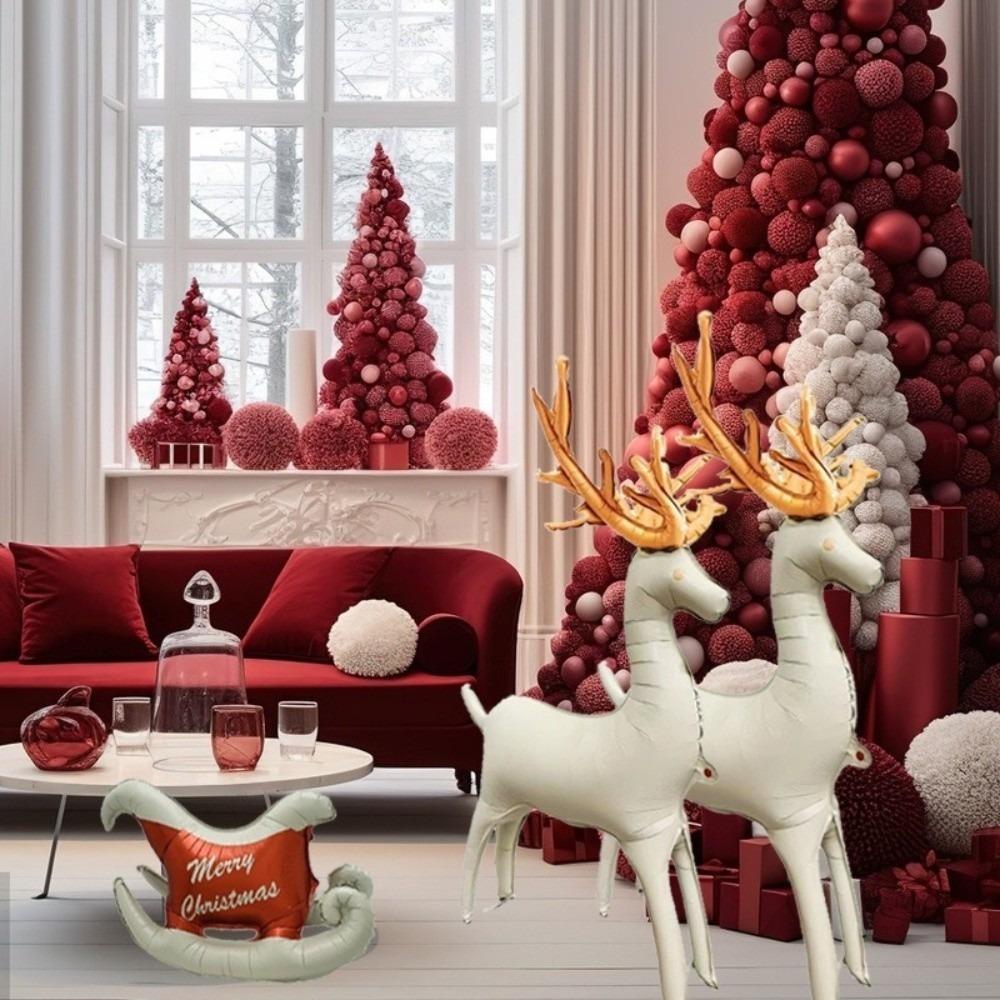 New Standing Christmas Balloon Sled Elk Matte Frosted Window Decoration Navidad New Year Christmas Decoration Party Supplies