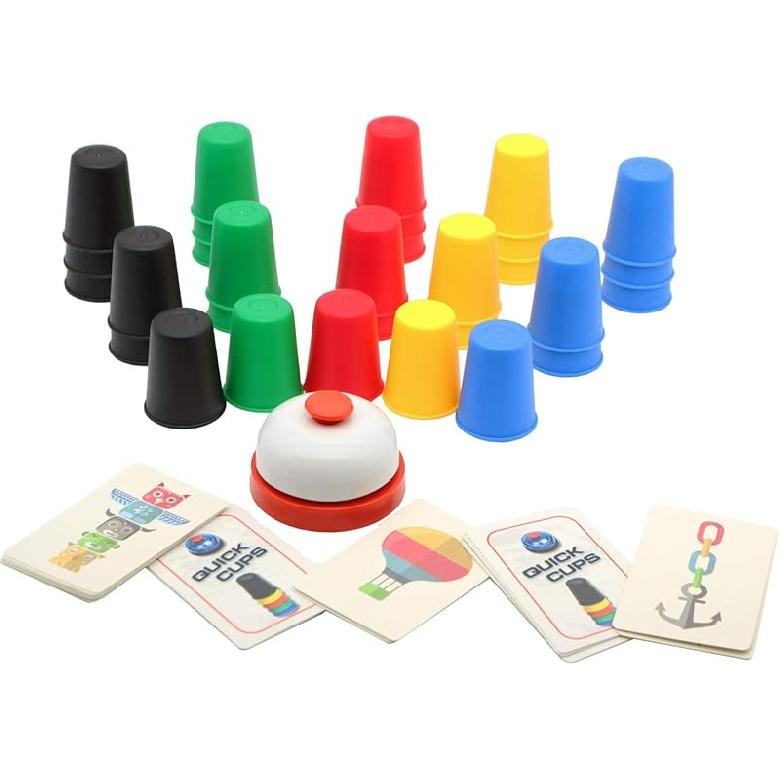 Quick Cups Games for Kids Intellectual Flying Stack Cups,Stacking Cups Games Parent-Child Interactive Game with 24 Picture Cards, 30 Cups Family Edition