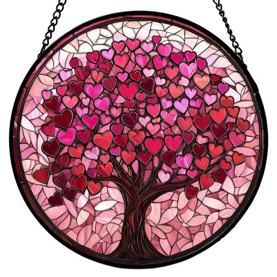 

Stained Glass Window Hanging Decoration Round Suncatcher Panel Home Office Living C