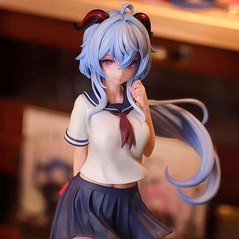 Genshin New Impact Figure Ganyu Figure School Uniform Ganyu Figurine Beautiful Girl Gk Statue Model Collect Ornament Toys Gifts