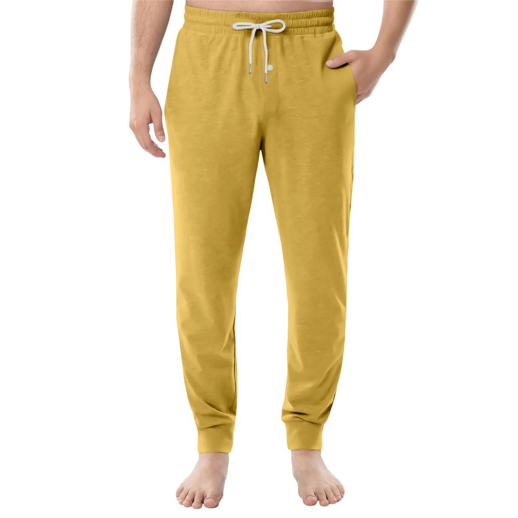 Men's Drawstring Pocket Cuffed Casual Pants Home Sleep Pants