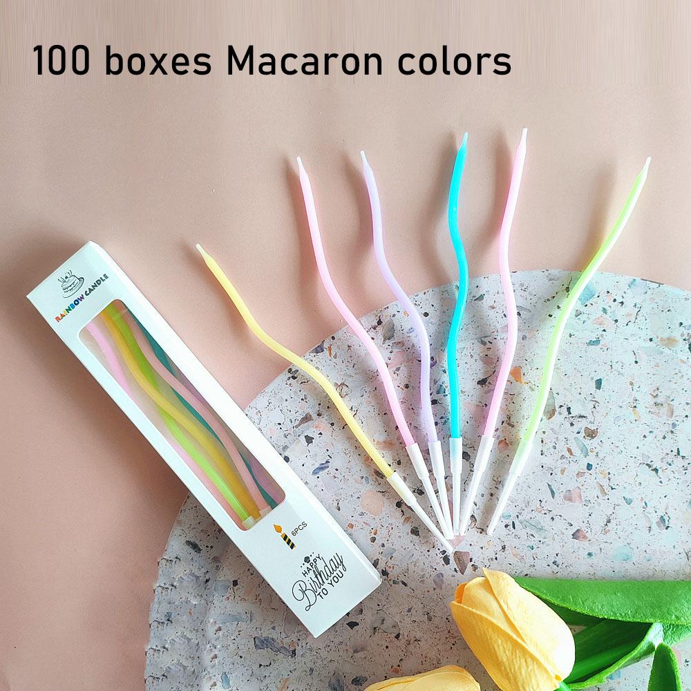 

Wholesale 100x 6Pcs/set Curved Cake Candles Birthday Baby Shower Gender Reveal Cupcake Decorating Candle Toppers Wedding Party