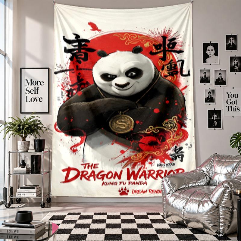 Wall TapestryKung Fu Panda Art Hanging Cloth Decorative Background Cover for Room Decoration