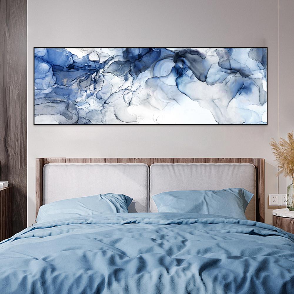 Abstrakte nordische blaue Kunst Ölgemälde Poster und Druckgrafik Moderne Cuadros Wohnzimmer Wandmalerei Heimtextilien