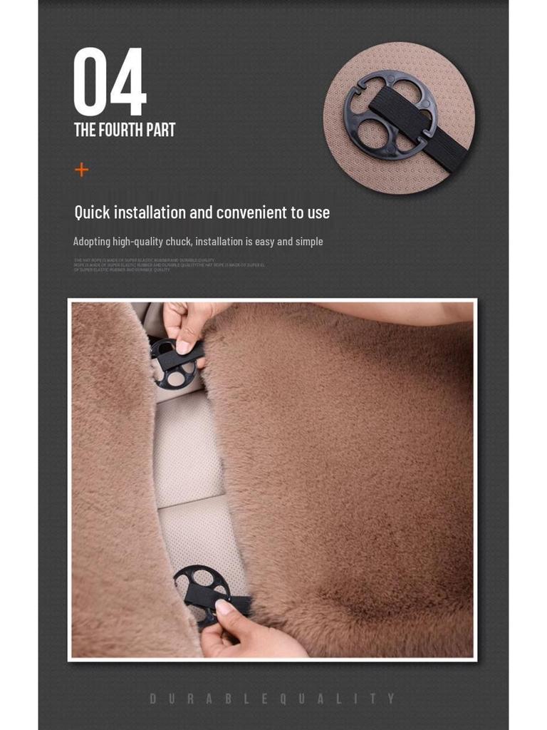 Winter Plush Car Seat Cushion Set: Thick Short Pile, Wool, Rabbit Hair, Non-Slip, 3-Piece