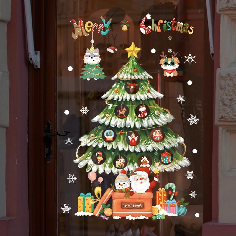 2026 Merry Christmas Window Glass Sticker Santa Claus Xmas Tree Snowflake Kids Room Wall Decals New Year Home Decoration Gift