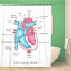 Science Shower Curtain, Black Chalkboard Biology Hand Written, Cloth Fabric Washable Bathroom Decor Set With Hooks, Black Brown