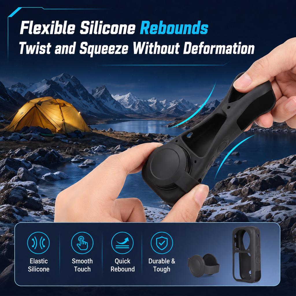 Silicone Case Lens Cap for Insta161 X6 Shockproof Protective Cover Anti Scratch Dustproof Full Body Action Camera Vlog Accessory