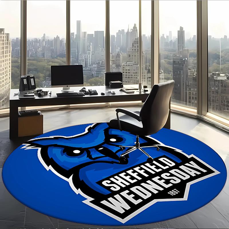 Sheffield Wednesday Fc (1) Round Office Rug Decorative Floor Rug for Office Bedroom Living Room and Home Space