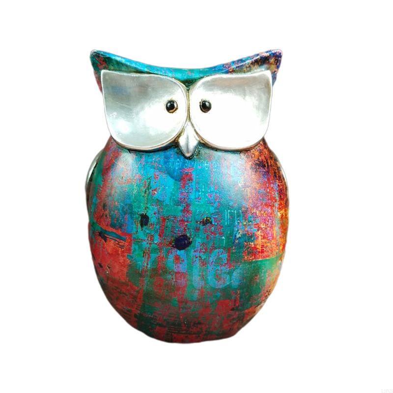 Modern Painted Owl Statue Resin Ornament Water Transfer Colorful Animal Sculpture Figurines Home Decoration