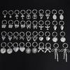 1 Paar Silberfarbene Liebesherz Schleifenknoten Charms Ohrringe Edelstahl Creolen Ohrringe Für Damen Herren Accessoires Sonnenblumen Schmuck