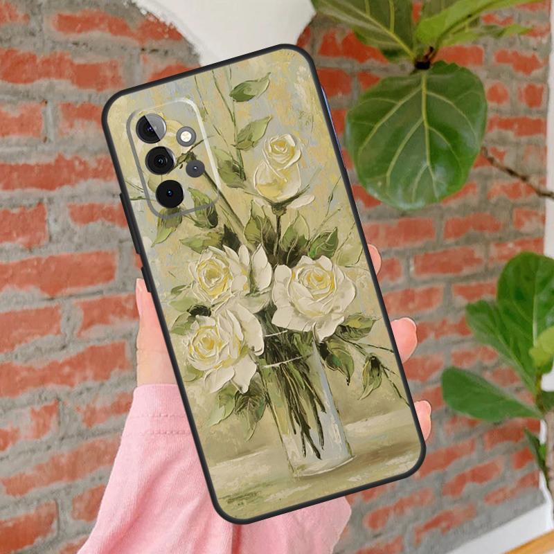 Oil Painting Flowers Cover For Samsung Galaxy A55 A35 A25 A15 A52 A32 A12 A14 A34 A54 A51 A71 A13 A33 A53 Case