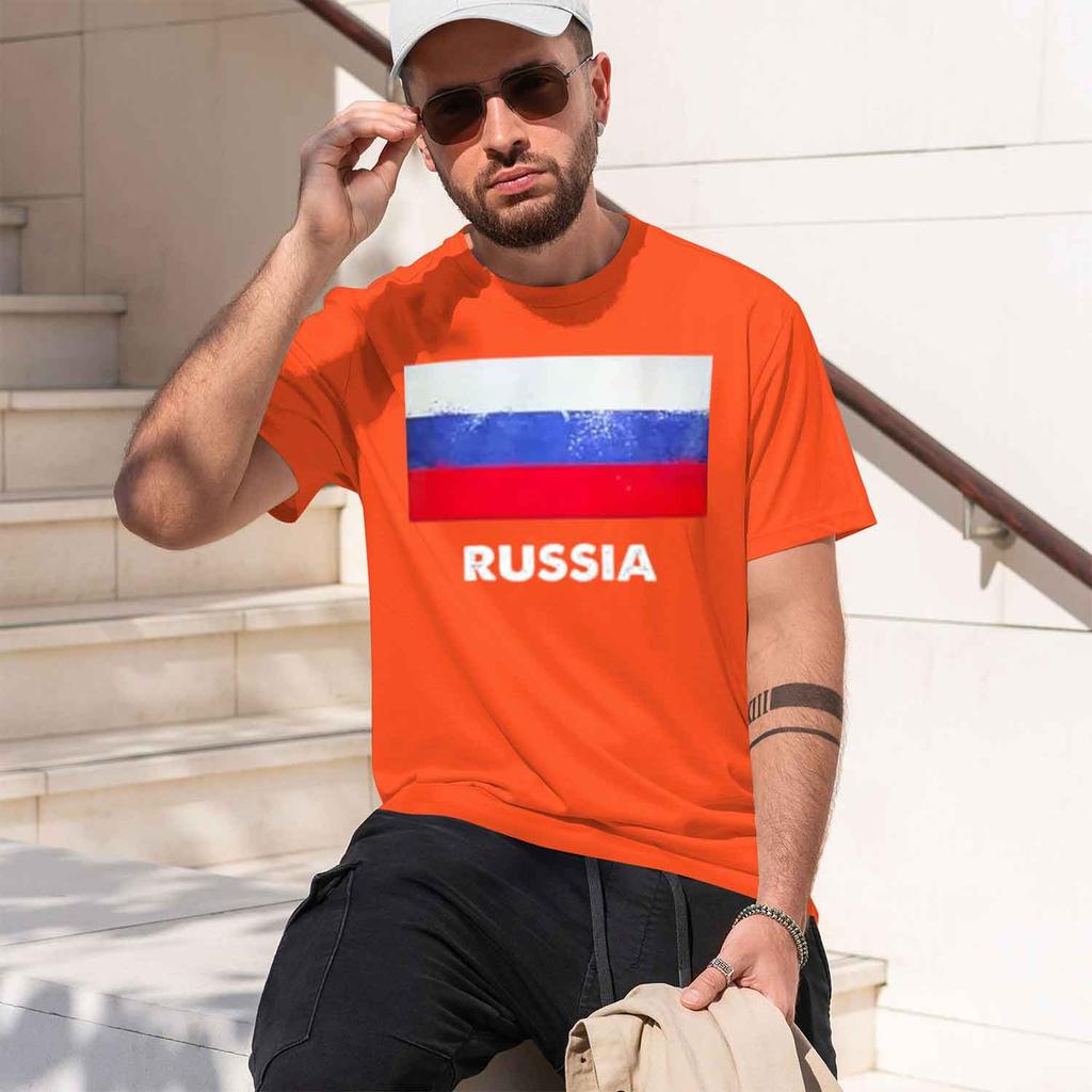 Russia Flag Design Unisexs Tshirt National P Pattern Summer Casual Wear Gift For Unisex And 2026 New Model Shortsleeve Crewneck Tsh