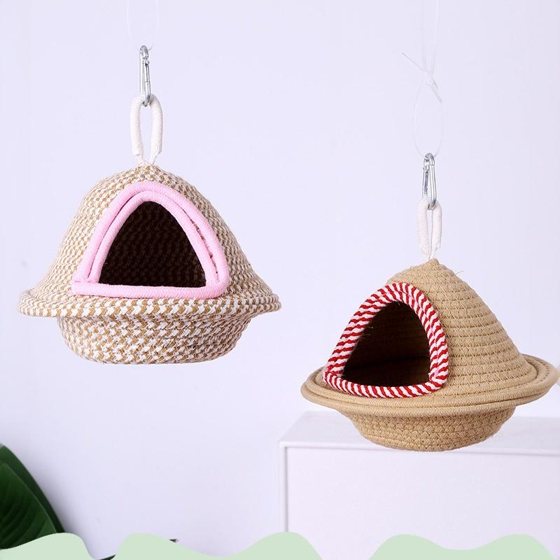 Warm Soft Bird Hanging Nest Hand Woven Windproof Thickened Bird Cage Bed for Parakeet Budgie Pet Bird Accessories