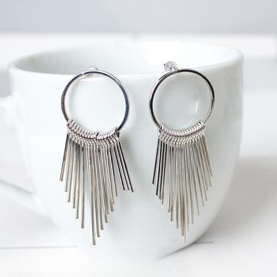 Fashion, Metal Tassel Simple Long Retro Exaggerated Geometric Stud Earrings, Geometric Tassel Earrings