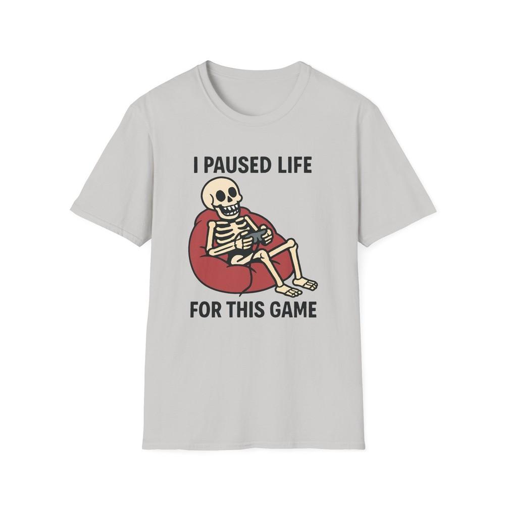 

Unisex Softstyle T-Shirt Skeleton Playing Video Game Funny Gamer Humor Tee L