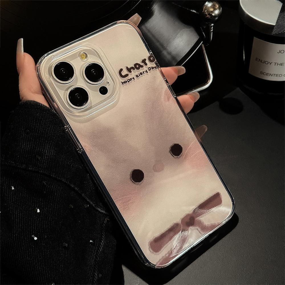 Cute big face cat phone case for 11/12/13/14/15