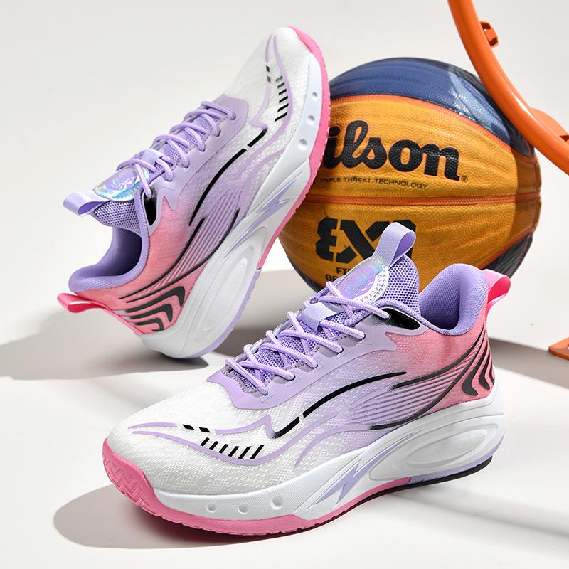Youth Sports Shoes Boys Mandarin Ducks Two-color Basketball Shoes Combat Boots Primary and Secondary School Students Sports Competition Training Shoes