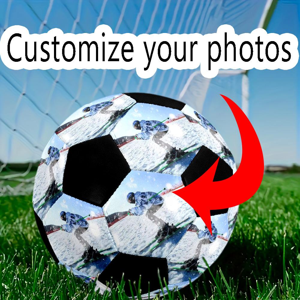 Winter Sports Adventure Customizable Photos Size 5 Soccer Ball Machine-Stitched Indoor/Outdoor Training and Matches Personalized Printing Soccer