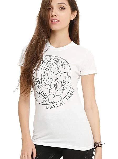 

Hot Topic Mayday Parade Juniors Floral Circle White Shirt New 2XL L