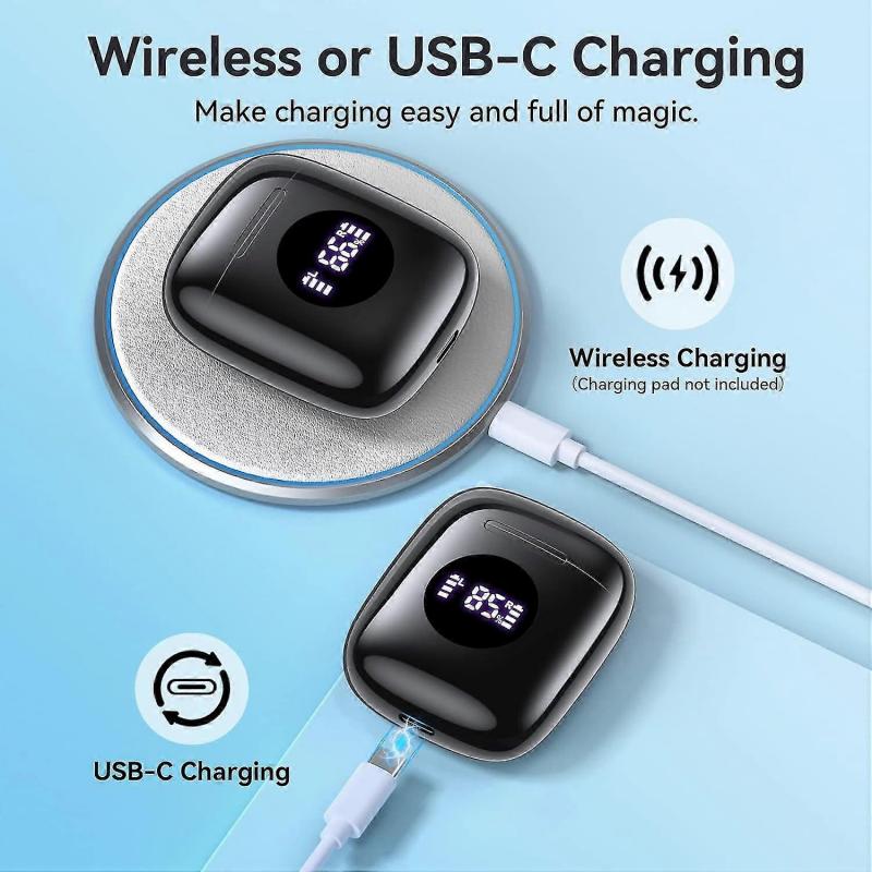 Wireless Earbuds Bluetooth 5.3 Headphones 60hrs Battery Life With Wireless Charging Case Led Power Display Deep Bass Ear Buds Waterproof Earphones Mic
