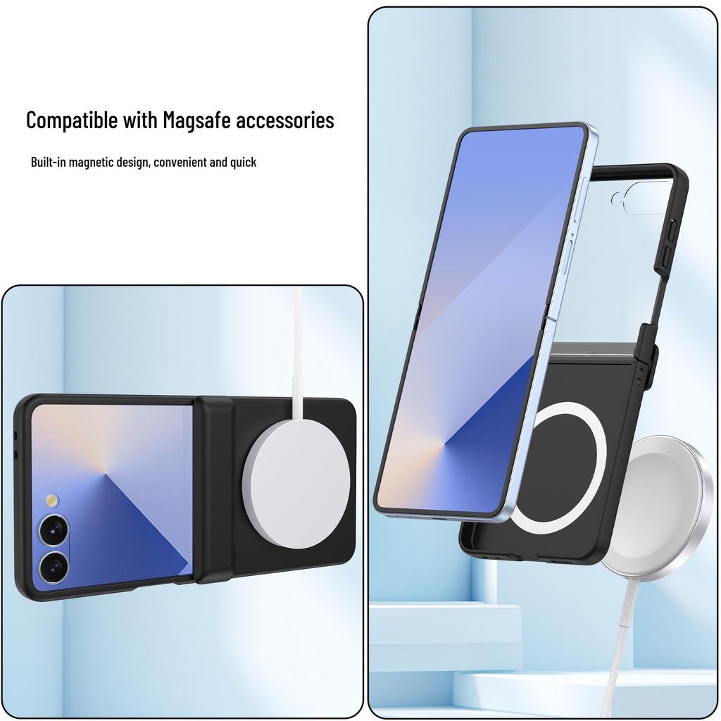 Coque de protection transparente Samsung Z Flip7 avec film de protection en verre trempé couvrant intégralement