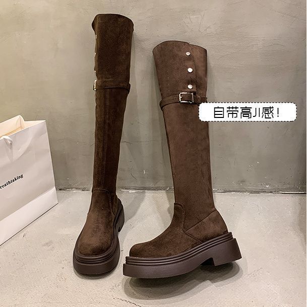 Fashion Temperament Small Over-the-knee Thick-soled Boots Wolong Boots Autumn Thin Tall Knight Boots