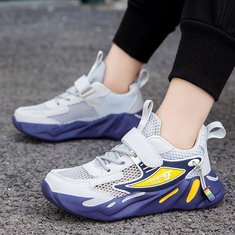 Boys' sneakers 2025 spring and summer new mesh breathable solid bottom dad shoes single net children's casual shoes