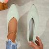 Women's Knitted Flat Shoes Comfy Breathable Solid Color Pointed Toe Shoes Casual Lightweight Slip On Flats