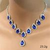 Blue Water Drop Rhinestones Necklace For Women  Inlaid Zircon Pendant Fashion Jewelry Accessory